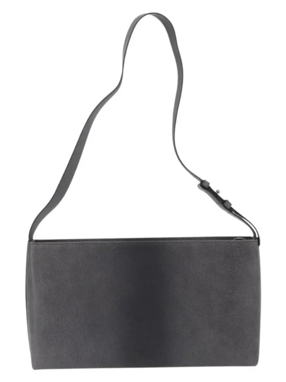 Salvatore Ferragamo Gancini Shoulder Bag Leather Gray Silver Auth hk3307